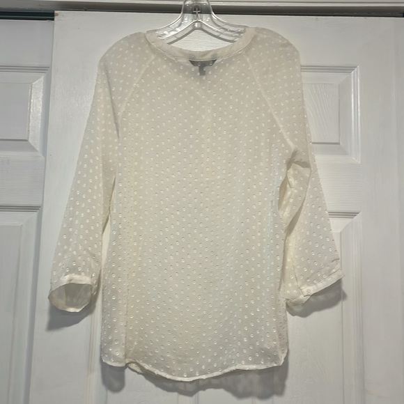 ✨BANANA REPUBLIC Cream Sheer Dotted Blouse size medium - Picture 3 of 3